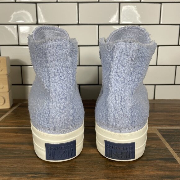 Converse CTAS Lift Hi Womens 8.5 Shoes Ghost Steel Egret Sherpa Platform Sneaker - Picture 4 of 12